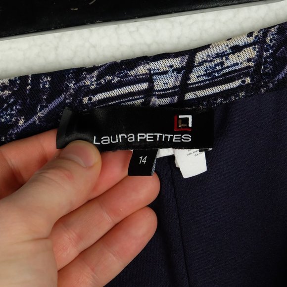 Vintage Womens Circle Skirt 14 White Blue Black Abstract Striped Midi 90s - Picture 10 of 11